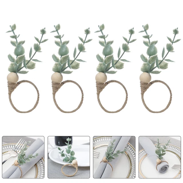 4 piezas Accesorio de mesa de boda Hoja Servilleta Soporte Banquete Servilleta Anillos