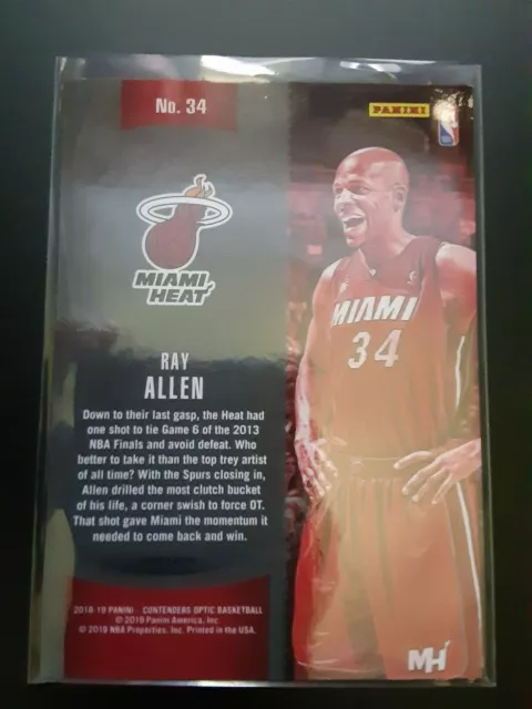 Ray Allen 2018-19 Contenders Optic Winning Tickets Cracked Ice Red Prizm 2