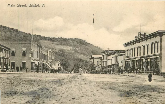 Vermont, VT, Bristol, Main Street 1910's Postcard Rotograph CO