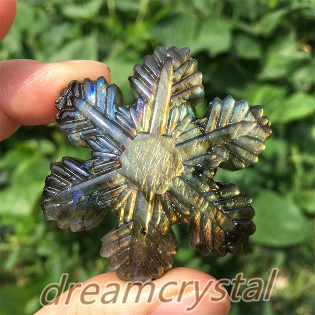 2" Natural Labradorite Snowflake Carved Quartz Crystal Skull Reiki Gift 1pc