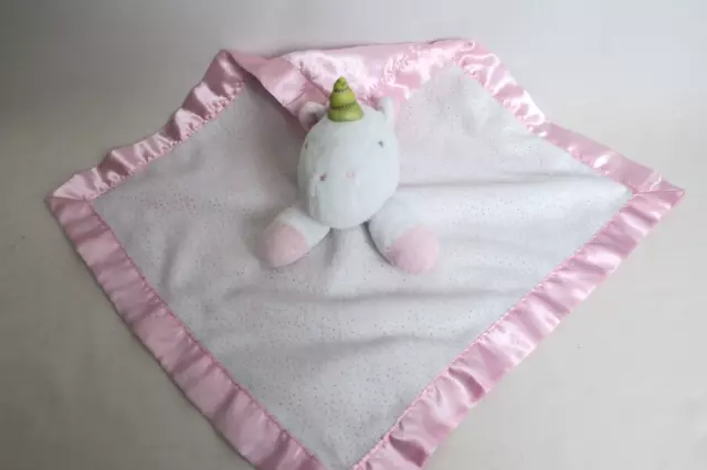 Lovey Cloud Island Baby Unicorn Security Blanket Pink White Sparkle Satin Plush