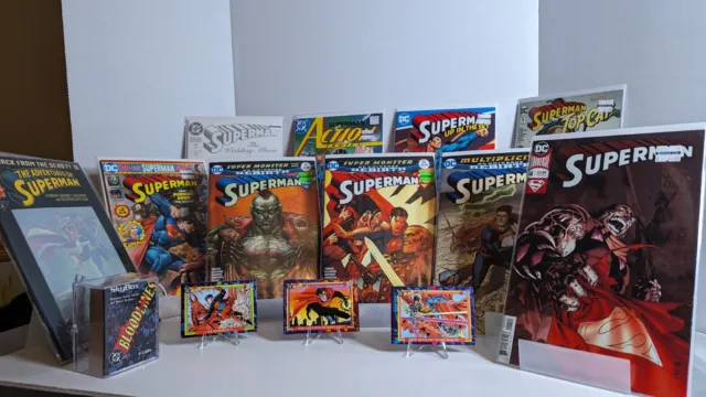 DC Superman Comics 10 Mixed Lot & SkyBox Bloodlines Trading Card