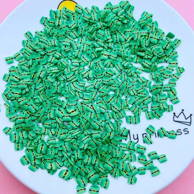 Lote de 50 g/lote de espolvoreadores de hoja de la suerte verde arcilla de polímero para hacer artesanía teléfono hágalo usted mismo