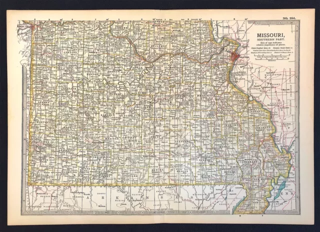State of Southern Missouri 1901 St Louis original litho colour by Ben Eli Smith