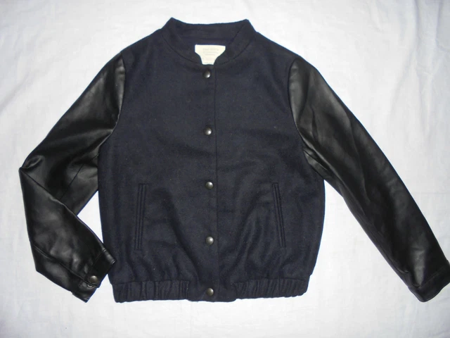 ZARA Blouson Veste Bomber Laine Manches en Simili Cuir Fille 9-10 ans NEUF