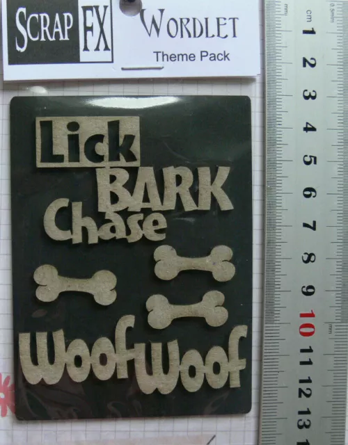 CHIPBOARD Die Cut - DOG THEME Word & Bone PACK - 1Style Choice Scrap FX G