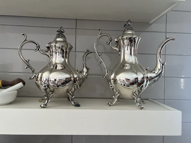 REED & BARTON vintage silver teapot 1795 Winthrop pumpkin shape