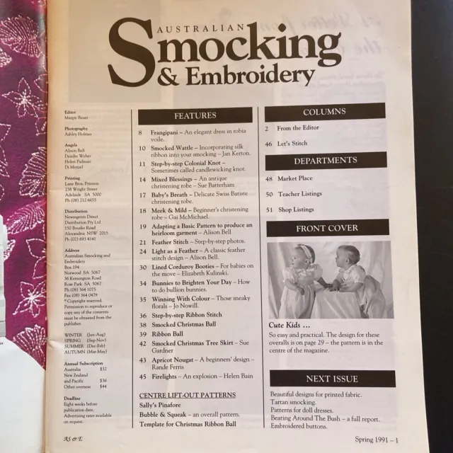 AUSTRALIAN SMOCKING & EMBROIDERY  MAGAZINE  ISSUE  No. 18 2