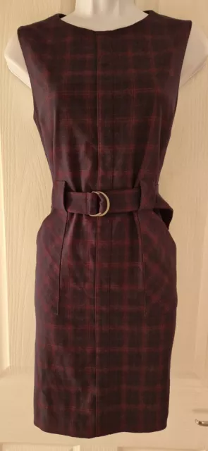 Womens Oasis Dress size 8 purple checked belt sexy stretch work party formal