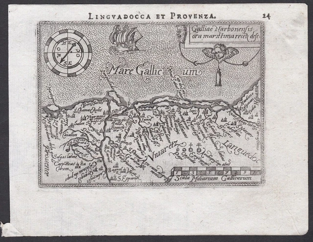Gravure Ancienne Originale Carte Provence Dauphine Marseille - Le Rouge