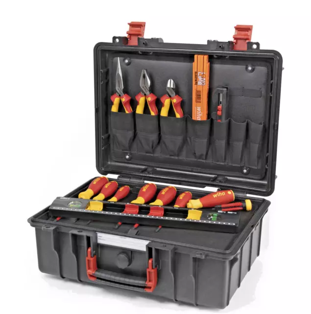 Wiha Electricians Screwdriver Pliers Grippers Ruler Tool Box VDE 18 pieces 45530