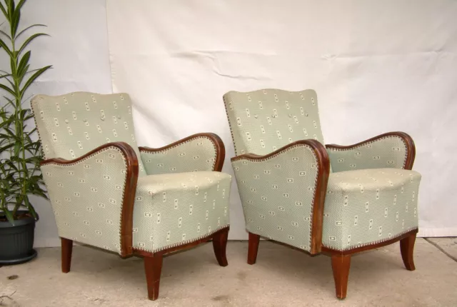 Pair of Art Deco Armchairs, Club Cocktail Chairs. Antique Vintage Halabala 1920s