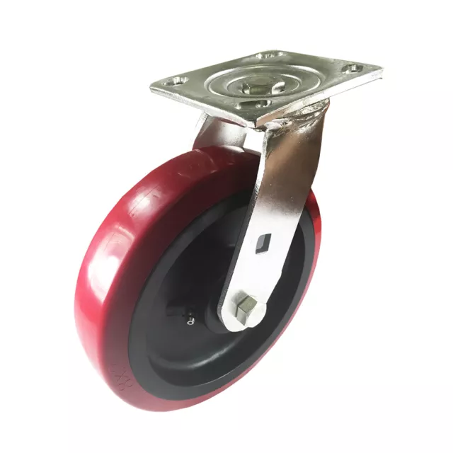 8" x 2" Stainless Steel  Heavy Duty "Polyurethane Wheel" Caster - Swivel