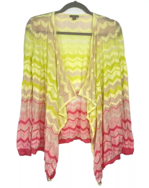 Ann Taylor Multicolor Medium Knit Sweater Cardigan women Pink Yellow Rayon Blend