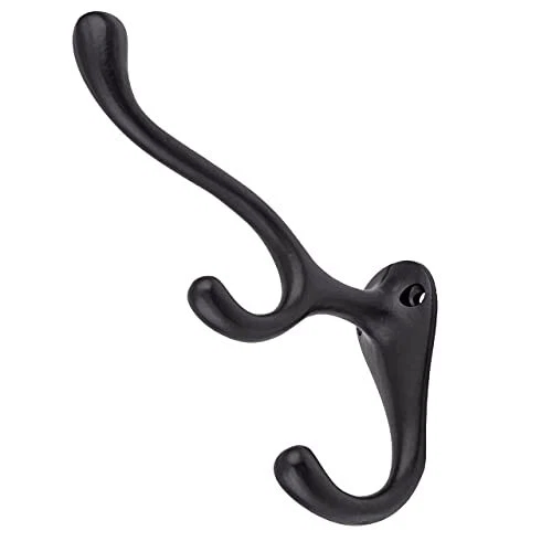 UNIQANTIQ HARDWARE SUPPLY Triple Black Finished Cast Iron Hat and Coat Hook |...