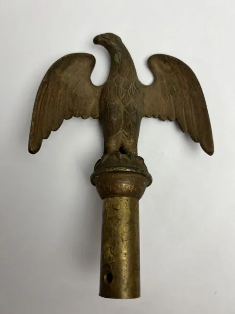 Vintage Solid Brass American Bald Eagle Flagpole Topper Finial Patriotic Flag 8"