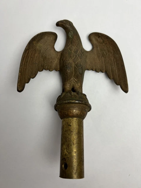 Vintage Solid Brass American Bald Eagle Flagpole Topper Finial Patriotic Flag 8"