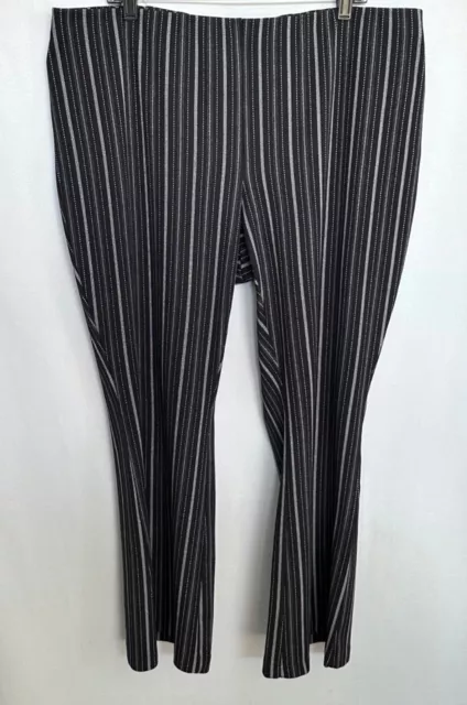 Maurices Plus Size 20W Black Knit Stretchy Pull On Bootcut Pants Striped Career