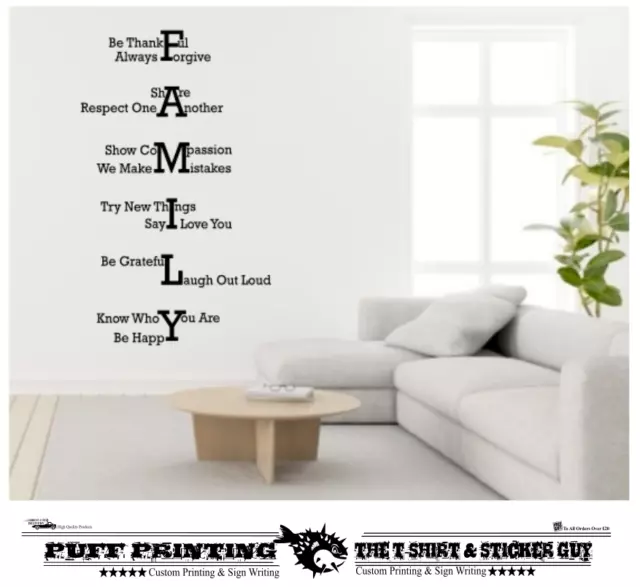 WALL ART Stickers FAMILY TREE HOME  LOVE QUOTE WORDS PHRASES HOME DECOR TEXT