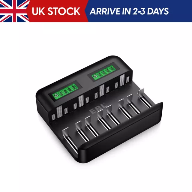 EBL LCD Universal Battery Charger(9008) for AA AAA C D Rechargeable Batteries