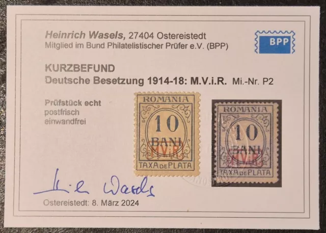 Besetzung WK.I - M.V.i.R. Mi. P2 ** postfrisch KB Wasels BPP Mi€150,-