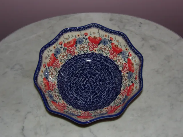 Polish Pottery Medium 10-Sided Bowl! UNIKAT Signature Sweet Harmony Pattern!