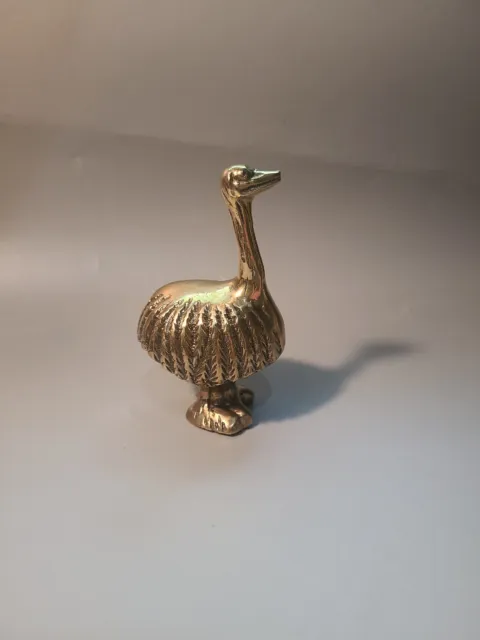 Vintage Solid Brass Figurine or Paperweight Emu Bird 4.5 in