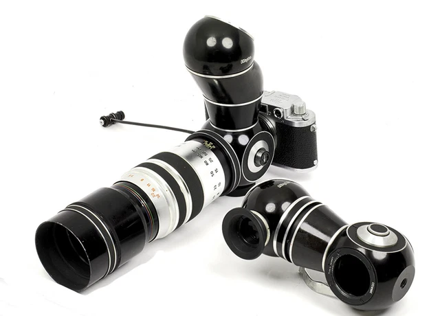 2 Kilfitt Repriscope Reflex Prisms & Tele-Kilar 300mm Lens& Leica IIIF RD camera