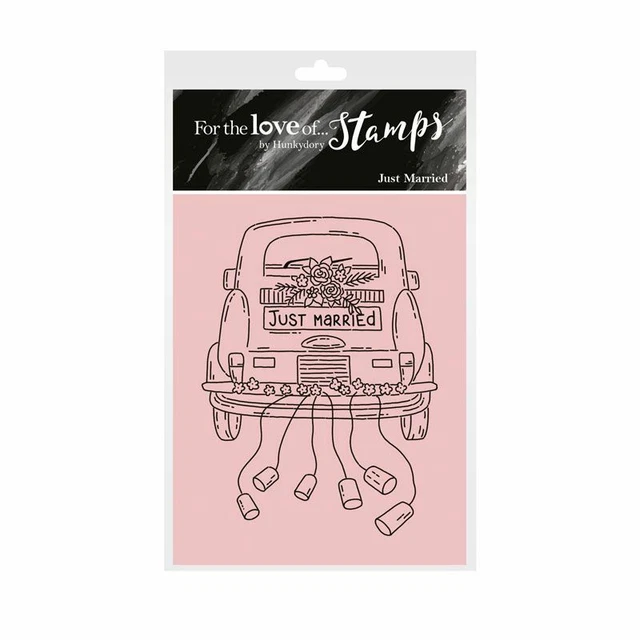 Hunkydory Just Married Wedding Day Car Flowers Clear Stamp Wedding Card Making