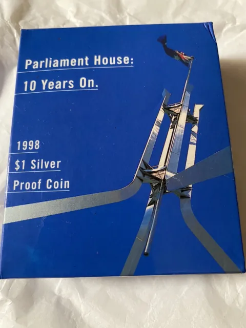 Royal Australian Mint 1998 Parliament House 10 Years On $1 Silver Proof Coin