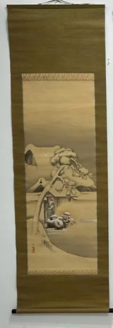 Vintage JAPANESE HANGING SCROLL ART Snow JIZOU #M130