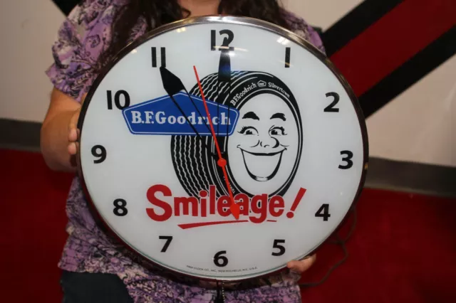 B.F. Goodrich Tires Smileage Gas Station 15" Lighted Pam Clock Sign