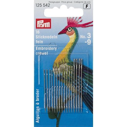 Agujas de crealla bordadas Prym 16 piezas