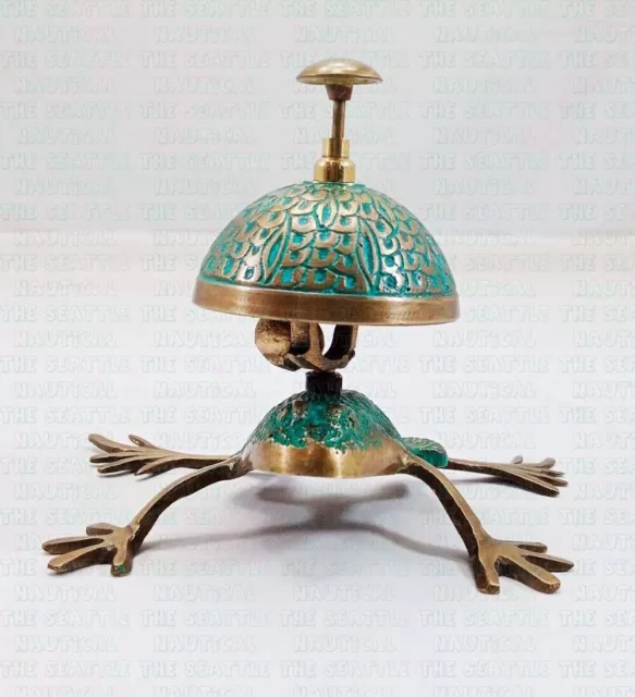Frog Style Antique Finish Brass Desk Bell Nautical Hotel Counter Reception Bell