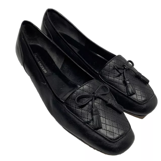 Enzo Angiolini Black EALIZZA Leather Flats Tassel Loafers Women's Size 11W