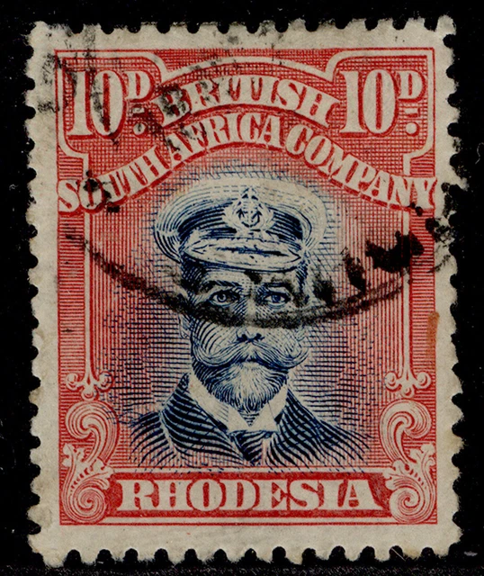 RHODESIA GV SG231b, 10d blue and rose-red, FINE USED. Cat £75. DIE II PERF 14