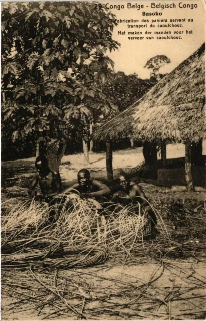 PC CPA BELGIAN CONGO, BASOKO, FABRICATION DES PANIERS, POSTCARD (b12571)