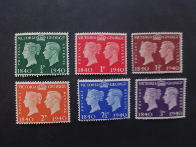 GB 1940, SG479-484, Centenary Of First Adhesive Postage Stamps, Full Set, MNH.