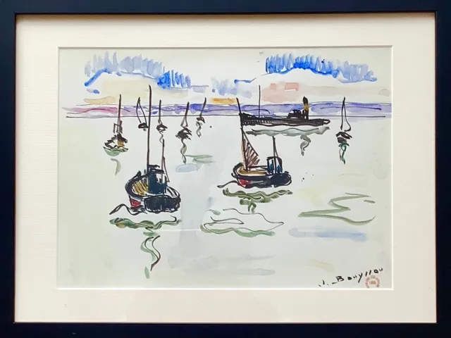 Etel-Aquarelle Signée-32x24cm-Jacques Bouyssou-Peintre de la Marine-Bretagne