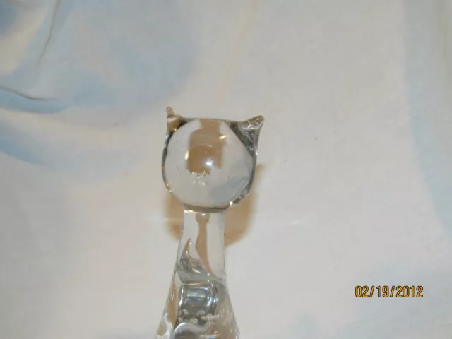 Clear Glass Cat Paperweight By George Good Kitty Cat PaperWeight 3