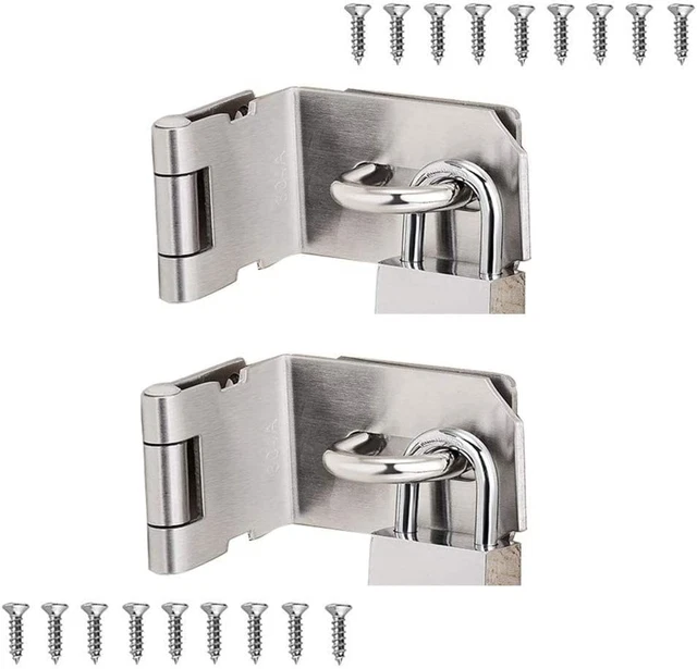 90 Degree 4 Inch Right Angle Padlock Hasp, Stainless Steel Safety Door Latches