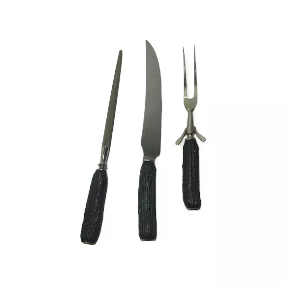 Universal Carving Knife Set Knife, Fork, Sharpener Stag Horn Antler Handle