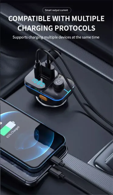 Chargeur voiture FM Transmitter Bluetooth MP3 Adapter PD 25W Fast Charging 2