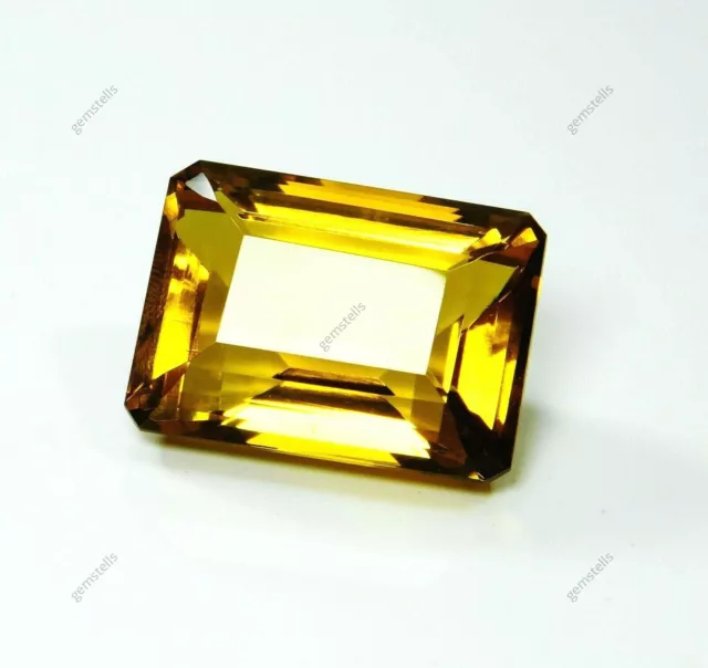 60 Ct Lab-Created Brazilian Emerald Cut Yellow Topaz Certified Loose Gemstone A