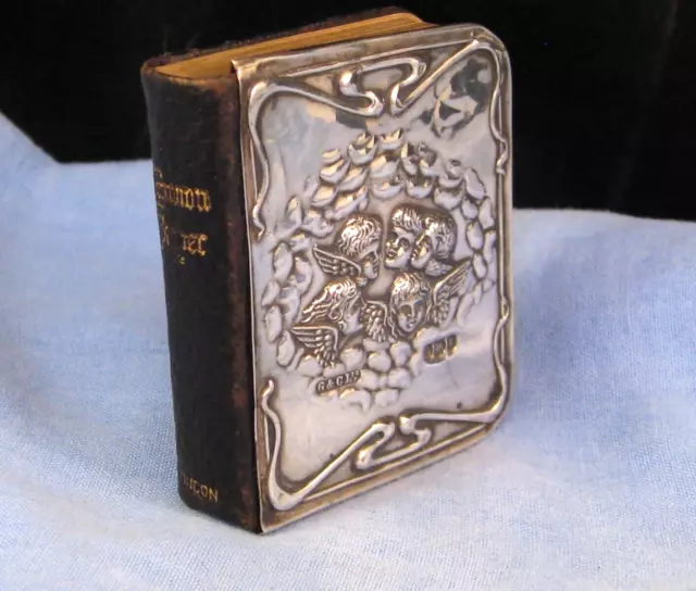 Miniature Bible Prayer Sterling Silver Angels Cherub Choir Art Nouveau Book 1906 2