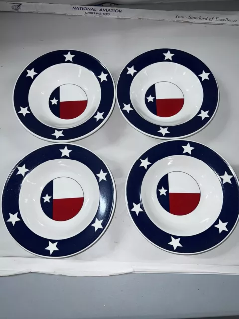 Totally Today Texas Flag Lone Star - Four 9 Inch Rim Soup Bowls - NEW