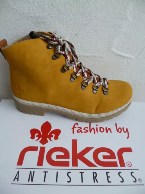 Rieker Stivali Donna Stivaletti Stivali Coi Lacci Giallo Y9403 Nuovo