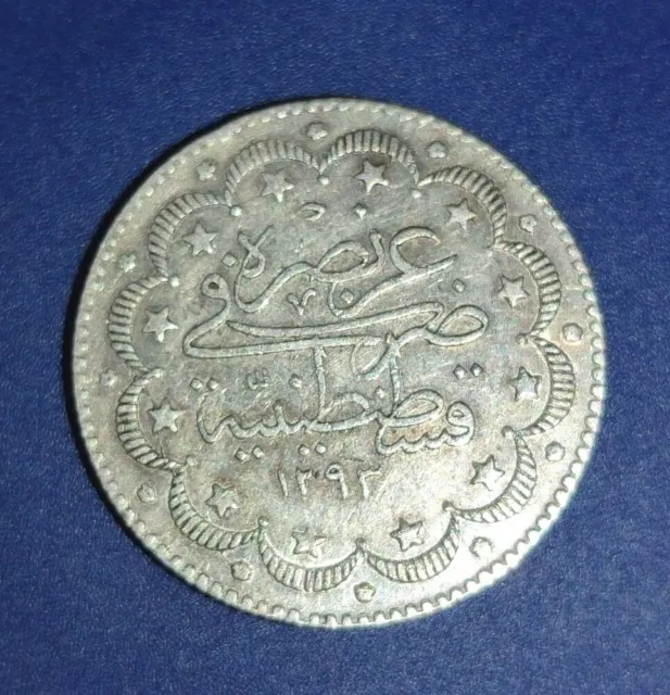 Osmanisches Reich / Türkei 10 KURUSH - AH 1293/33 Silbermünze