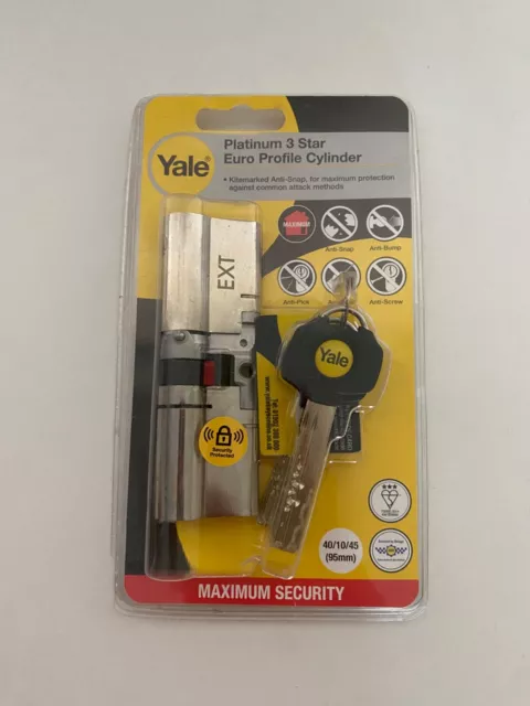 Cerradura de cilindro Yale Platinum 3 estrellas perfil euro 40/10/45 (95 mm)