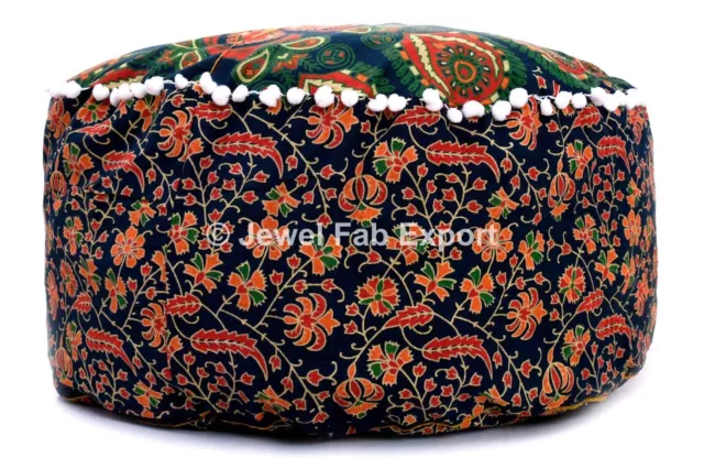 Mandala Patchwork Indian Floral Floor Pouf Cover Ethnic Ottoman Foot Stool Cover